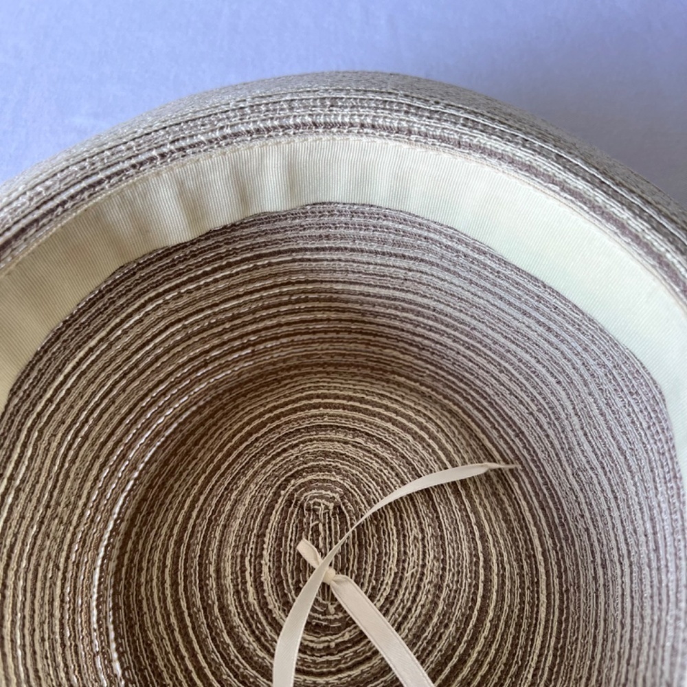 *FIRM PRICE* Scala gray and tan woven hat with leather strap and drawstring inte - Picture 11 of 15